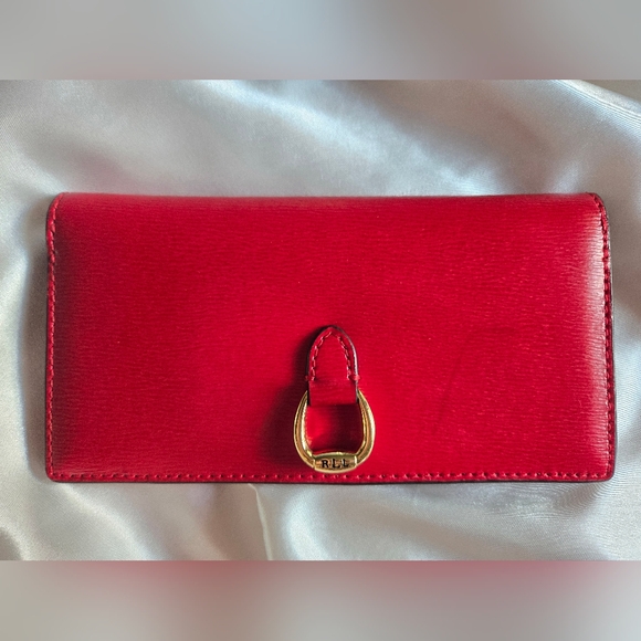 Lauren Ralph Lauren Bennington RLL Red Slim Leather Wallet - Picture 1 of 10